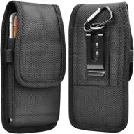 📱 takfox cell phone holster for iphone 13 pro max 12 11 xr xs 8 7 plus galaxy s21 ultra s20 fe 5g s10 s9 note 20 10 a02s a12 a32 a42 a52 a51 a71 - nylon belt clip holster with phone pouch and card holder logo