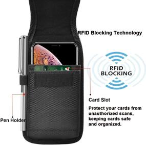 img 3 attached to 📱 Takfox Cell Phone Holster for iPhone 13 Pro Max 12 11 XR XS 8 7 Plus Galaxy S21 Ultra S20 FE 5G S10 S9 Note 20 10 A02S A12 A32 A42 A52 A51 A71 - Nylon Belt Clip Holster with Phone Pouch and Card Holder