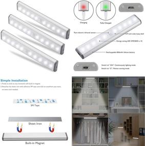 img 3 attached to 💡 Convenient and Compact 10LED Closet Light with Motion Sensor - Silver 3Pack