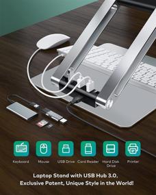 img 3 attached to 📱 Llano Laptop Stand with USB HUB 3.0 & Phone Holder - Adjustable Height, Ergonomic Stand for MacBook, Notebook, Tablets up to 17