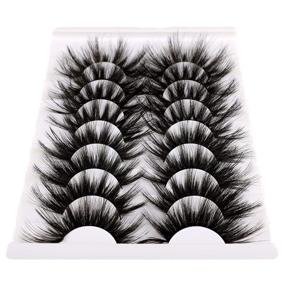 img 1 attached to 👁️ Dramatic 25MM Wispy Fluffy False Lashes: 8 Pairs of Handmade 3D Faux Mink Pack with 2 Styles for Voluminous Eye Look