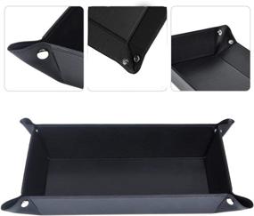 img 2 attached to 🎒 ONLVAN Jewelry Leather Valet Tray: The Perfect Travel Companion for Men - 12.8"x10.6" (Black)