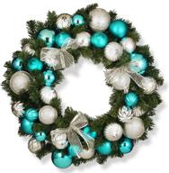 🎄 24 inches national tree company artificial christmas wreath – green evergreen decorated with ball ornaments, frosted branches, berry clusters | christmas collection logo
