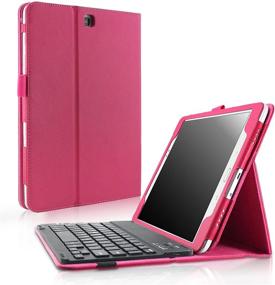 img 4 attached to Чехол для Samsung Galaxy Tab A 9.7 цвета Маджента: тонкий фолиант с подставкой и отстегивающейся клавиатурой
