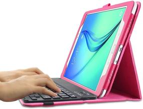 img 2 attached to Чехол для Samsung Galaxy Tab A 9.7 цвета Маджента: тонкий фолиант с подставкой и отстегивающейся клавиатурой