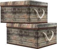 📦 sorbus rustic wood grain print storage box set - 2-pack with lid, carry handles, foldable frame - ideal for toys, memorabilia, closet, office, or bedroom - brown wood box set logo