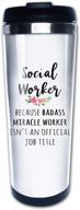 🤣 hilarious social worker gifts: graduation, retirement travel mug - insulated stainless steel tumbler, hydro flask for men & women logo