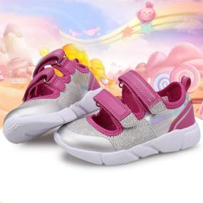 img 3 attached to 👧 UOVO Girls Mary Jane Shoes: Girls Flats Sneakers with Slip-On Glitter Straps - Ballerina Style Shoes for Kids