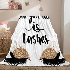 img 3 attached to 🌟 Bedbay Eyelash Blanket: Chic Girly Black Gold Lash Throw - Soft Lightweight Flannel Blanket for Bed, Sofa, Couch - Decorative Eyelash Fleece (Gold, Throw size)