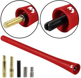 img 1 attached to 🔴 One250 7" Inch Flexible Rubber Antenna for Jeep Wrangler JK JKU JL JLU Rubicon Sahara Gladiator (JL) (2007-2021), Gladiator [JT] (2020-2021) - Enhance FM/AM Reception! (Red)