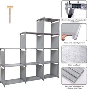 img 2 attached to 📚 Clewiltess 9 Cube DIY Storage Bookcase, Grey - Kids Bookshelf, Home Furniture Storage Shelves, Closet Organizer Rack Cabinet for Bedroom Living Room