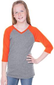 img 1 attached to 🧡 Kavio Girls' Clothing: Vibrant Orange Jersey Contrast Raglan V Design