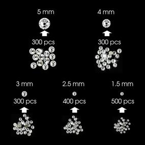 img 3 attached to 💎 WXJ13 1800 Pieces Glass Round Brilliant Flatback Rhinestones Set - 5 Sizes (1.5 mm, 2.5 mm, 3 mm, 4 mm, 5 mm)