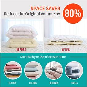 img 1 attached to 🧺 Home Vacuum Storage Bags, Increase Storage by 80%, Space Saving Bags for Bedding, Comforters, Pillows, Blankets, Clothes (Pack of 6, 6 X-Large)