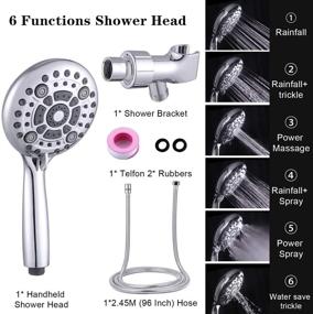img 3 attached to 🚿 SR SUN RISE Handheld Shower Head with 6 Settings & High Pressure - 4.8 Inches, Stainless Steel Hose, Mount & Brass Ball Joint - Chrome Finish