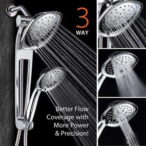 img 1 attached to 🚿 AQUABAR High Pressure Square 3-way Luxury Spa Combo System with Adjustable 18-inch Extension Arm - Use 7.5-inch Rain & Handheld Shower Head Individually or Together/All-Chrome Finish