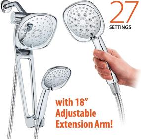 img 2 attached to 🚿 AQUABAR High Pressure Square 3-way Luxury Spa Combo System with Adjustable 18-inch Extension Arm - Use 7.5-inch Rain & Handheld Shower Head Individually or Together/All-Chrome Finish