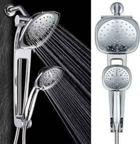 img 3 attached to 🚿 AQUABAR High Pressure Square 3-way Luxury Spa Combo System with Adjustable 18-inch Extension Arm - Use 7.5-inch Rain & Handheld Shower Head Individually or Together/All-Chrome Finish