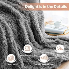 img 1 attached to 🛏️ Sivio 15lbs Luxury Shaggy Longfur Weighted Blanket - Snuggly Fuzzy Faux Fur, Heavy Warmth, Elegant Cozy Plush Sherpa Microfiber Blanket for Couch, Bed, Chair & Photo Props - 48x72 inches, Grey