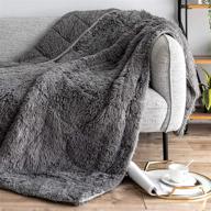 🛏️ sivio 15lbs luxury shaggy longfur weighted blanket - snuggly fuzzy faux fur, heavy warmth, elegant cozy plush sherpa microfiber blanket for couch, bed, chair & photo props - 48x72 inches, grey logo