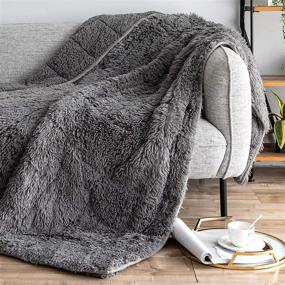 img 4 attached to 🛏️ Sivio 15lbs Luxury Shaggy Longfur Weighted Blanket - Snuggly Fuzzy Faux Fur, Heavy Warmth, Elegant Cozy Plush Sherpa Microfiber Blanket for Couch, Bed, Chair & Photo Props - 48x72 inches, Grey