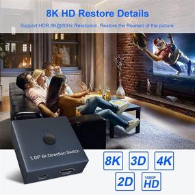 img 2 attached to 🔀 8K@60Hz DisplayPort Bidirectional Switch DP 1.4 Splitter - Enhanced Version, Supporting 4K@120Hz, 2K@144Hz, 1080P@240Hz, 3D - LED Indicator, Ideal for PCs, Laptops, Gaming Consoles, TV Receivers, and TVs