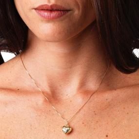 img 2 attached to Lucchetta XD2910-VE38: 14k Italian Solid Gold Necklace with Heart Pendant, Textured - Premium Jewelry for Women and Teen Girls