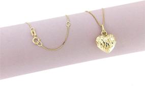 img 3 attached to Lucchetta XD2910-VE38: 14k Italian Solid Gold Necklace with Heart Pendant, Textured - Premium Jewelry for Women and Teen Girls