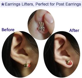 img 3 attached to Gold/Silver/Rose Gold Plated Ear Lifters Stud Earring Backs - 3 Pairs Safety Lobe Support for Heavy Large Earrings, Preventing Drooping Earring Backs