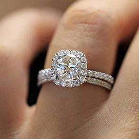 img 1 attached to 💍 Модное кольцо Maihao: обручальное кольцо с подушечным огранкой из циркона из стерлингового серебра