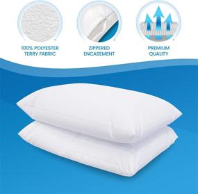 img 1 attached to Set of 2 Everlasting Comfort Waterproof Standard Size Pillow Protectors - Hypoallergenic Pillowcase Covers with Zipper - Protect Pillows