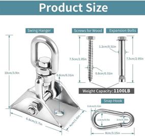 img 1 attached to High Capacity Stainless Steel Swivel Hooks for Swing Set, Trapeze, Yoga, Hammock, Chair, Porch - Newtion Heavy Duty Swing Hangers