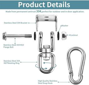 img 3 attached to High Capacity Stainless Steel Swivel Hooks for Swing Set, Trapeze, Yoga, Hammock, Chair, Porch - Newtion Heavy Duty Swing Hangers