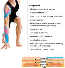 img 3 attached to 3-Pack Kinesiology Tape Pro Athletic Sports: Knee, Ankle, Muscle Support for Kinetic Sport Dynamic & Physical Therapy- Strong, Breathable & Waterproof - Black