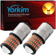 🌟 yorkim super bright amber 1157 led bulbs - brake light & backup reverse lights, 9-30v, bay15d 7528 replacement bulbs with projector - pack of 2 logo