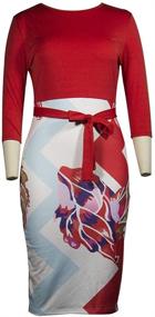 img 3 attached to Floral Bowknot Bodycon Sleeve Pencil Dress for Women