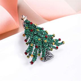 img 1 attached to Stunning Winter Wishing Tree with Little Star Brooch - Austrian Crystal, Green-Black Tone by EVER FAITH