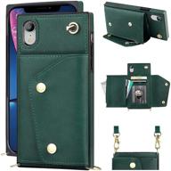 📱 versatile green kihuwey iphone xr crossbody case: wallet card holder, kickstand, wrist strap & more! logo