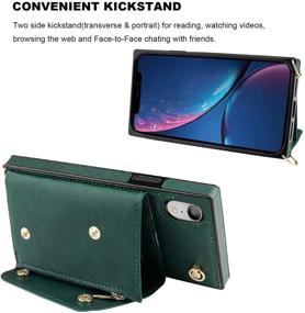 img 2 attached to 📱 Versatile Green KIHUWEY iPhone Xr Crossbody Case: Wallet Card Holder, Kickstand, Wrist Strap & More!