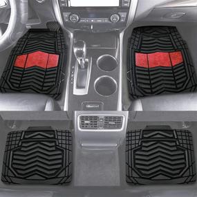 img 2 attached to August Auto All Weather Two Tone Set Of 4Pcs Universal Fit Car Floor Mats Interior Accessories