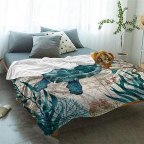 img 3 attached to 🐢 Twin Size Flannel Fleece Bed Blanket: Sea Turtle Underwater World - Lightweight, Cozy, and Soft Throw for Bedroom, Sofa, or Couch - Perfect Warmth and Comfort for Women and Men (39x49in)