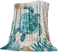 🐢 twin size flannel fleece bed blanket: sea turtle underwater world - lightweight, cozy, and soft throw for bedroom, sofa, or couch - perfect warmth and comfort for women and men (39x49in) logo