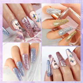 img 3 attached to 💅 Комплект гель-лаков SHELLOLOH с блёстками для ногтей - 6 цветов: супер платиновый блестящий желтый, синий, белый, фиолетовый. Гель-лак со снятием ультрафиолетовым светом с кисточкой для рисования - набор для нейл-арта.