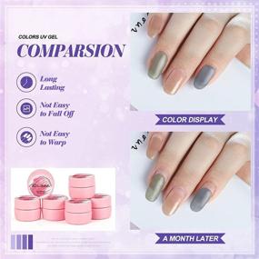 img 2 attached to 💅 Комплект гель-лаков SHELLOLOH с блёстками для ногтей - 6 цветов: супер платиновый блестящий желтый, синий, белый, фиолетовый. Гель-лак со снятием ультрафиолетовым светом с кисточкой для рисования - набор для нейл-арта.