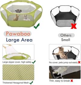 img 2 attached to 🐾 Pawaboo Small Animals Playpen - Breathable & Waterproof Pet Cage Tent, Portable Outdoor Yard Fence for Kitten, Puppy, Guinea Pig, Rabbits, Hamster, Chinchillas - Zippered Cover Included