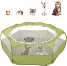 img 4 attached to 🐾 Pawaboo Small Animals Playpen - Breathable & Waterproof Pet Cage Tent, Portable Outdoor Yard Fence for Kitten, Puppy, Guinea Pig, Rabbits, Hamster, Chinchillas - Zippered Cover Included