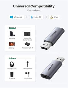 img 3 attached to 🎧 UGREEN USB Audio Jack Adapter, 3.5mm Headphone and Microphone Sound Card, Aluminum 2-in-1 USB to 3.5mm TRRS Connector, Compatible with PS5, PC, Mac, Linux, Laptop, Desktop, Windows