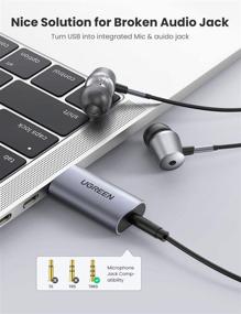 img 2 attached to 🎧 UGREEN USB Audio Jack Adapter, 3.5mm Headphone and Microphone Sound Card, Aluminum 2-in-1 USB to 3.5mm TRRS Connector, Compatible with PS5, PC, Mac, Linux, Laptop, Desktop, Windows