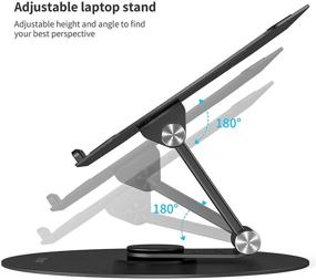 img 2 attached to 🖥️ TRYAST Adjustable Laptop Stand: 360 Rotating, Foldable Portable Computer Stand, Ergonomic Aluminum Riser, MacBook Air Pro/ Dell XPS Compatible, 10"-17" Notebooks (Black)