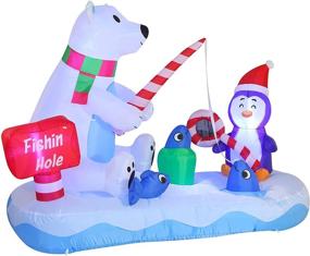 img 3 attached to Joiedomi 6 Foot Long Inflatable Fishing Hole Sign with Polar 🐻 Bear Fishing and Built-in LEDs - Ideal for Christmas Party and Garden Decorations